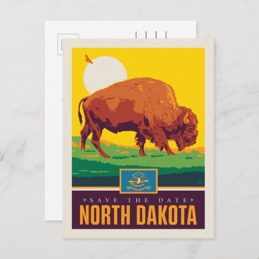 Save the date | North Dakota Uitnodiging Briefkaart (Voorkant / Achterkant)