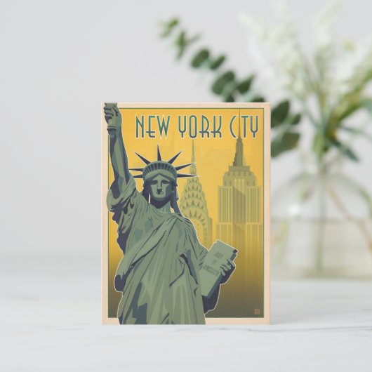 Save the date | NYC - Lady Liberty Aankondigingskaart (Staand voorkant)