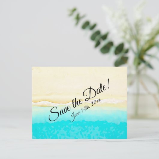 Save the Date Ocean Shore Beach Thema Bruiloft Briefkaart (Staand voorkant)