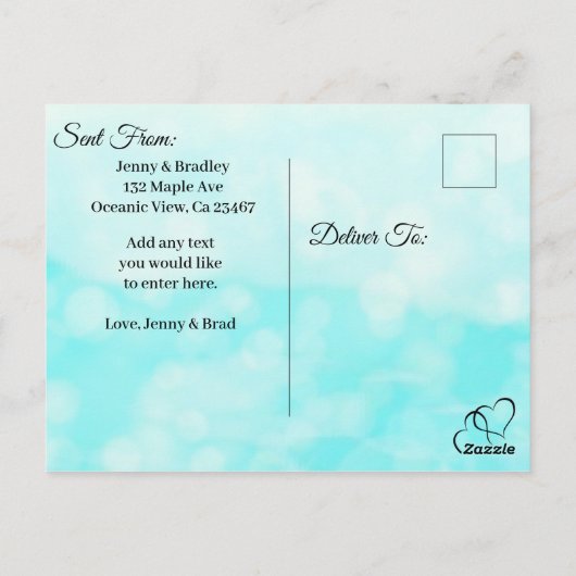 Save the Date Ocean Shore Beach Thema Bruiloft Briefkaart (Achterkant)