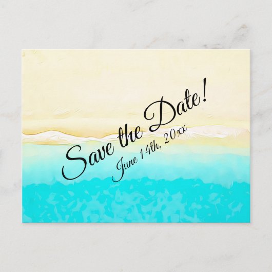 Save the Date Ocean Shore Beach Thema Bruiloft Briefkaart (Voorkant)