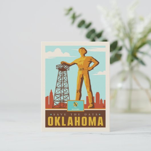 Save the date | Oklahoma Uitnodiging Briefkaart (Staand voorkant)