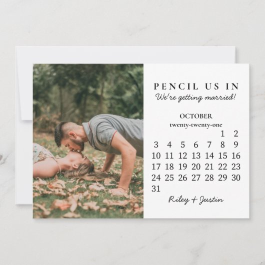 Save the date | Oktober 2021 Moderne kalender Kaart (Voorkant)