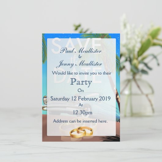 Save the Date oldtimer en trouwringen. Kaart (Staand voorkant)