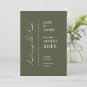 Save the Date Olive Green Kaart - Charmant (Staand voorkant)