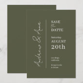 Save the Date Olive Green Kaart - Charmant (Voorkant / Achterkant)