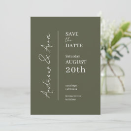 Save the Date Olive Green Kaart - Charmant