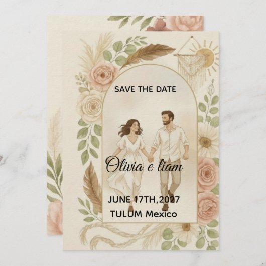 Save the Date: Olivia & Liam Kaart (Voorkant / Achterkant)