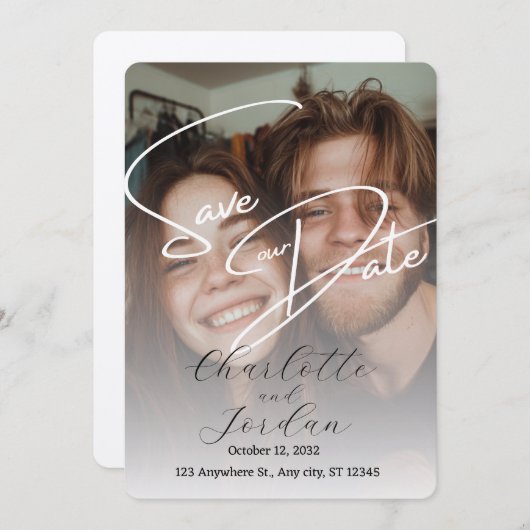 Save the Date: ons liefdesverhaal gaat verder Kaart (Voorkant / Achterkant)