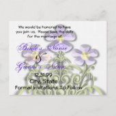 Save The Date - Paarse en gele madeliefjes Aankondigingskaart (Achterkant)