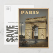 Save the date | Parijs - Arc de Triomphe Aankondigingskaart (Voorkant / Achterkant)