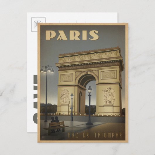 Save the date | Parijs - Arc de Triomphe Aankondigingskaart (Voorkant / Achterkant)