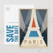 Save the date | Parijs - de stad van het licht Aankondigingskaart (Voorkant / Achterkant)