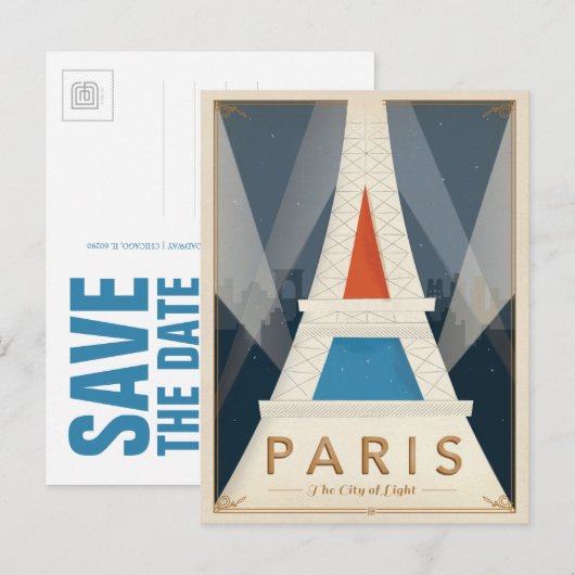 Save the date | Parijs - de stad van het licht Aankondigingskaart (Voorkant / Achterkant)