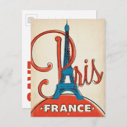 Save the date | Parijs - Eiffeltoren Aankondigingskaart (Voorkant / Achterkant)