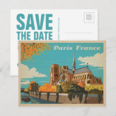 Save the date | Parijs, Frankrijk Aankondigingskaart (Voorkant / Achterkant)