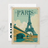 Save the date | Parijs Frankrijk - Eiffeltoren Aankondigingskaart (Voorkant / Achterkant)
