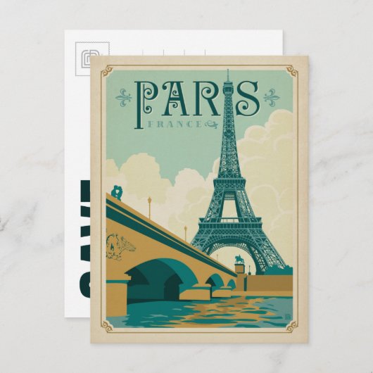 Save the date | Parijs Frankrijk - Eiffeltoren Aankondigingskaart (Voorkant / Achterkant)