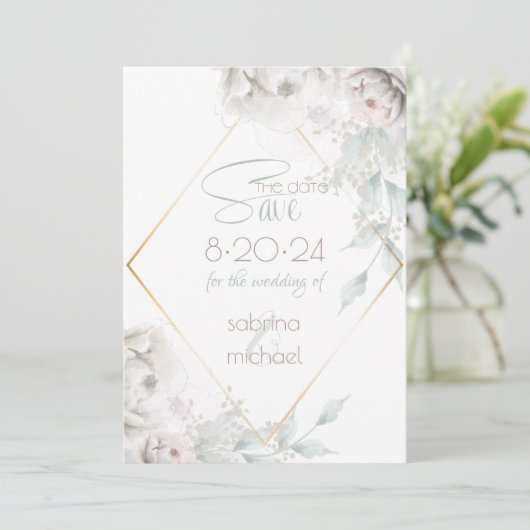 Save the date | Pasen van witte Waterverf (Staand voorkant)