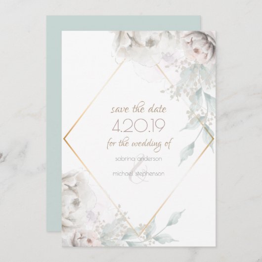 Save the date | Pasen van witte Waterverf (Voorkant / Achterkant)