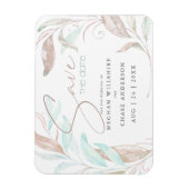 Save the date | Pastel Coral Aqua Leaves Magneet (Verticaal)