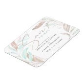 Save the date | Pastel Coral Aqua Leaves Magneet (Linkerzijde)