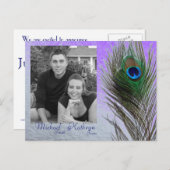 Save the Date - Pauw (Paarse) Aankondigingskaart (Voorkant / Achterkant)