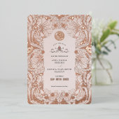 Save the Date Peach Islamitische Morris Folie Uitnodiging (Staand Voorkant)