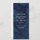 Save the date. Peacock Navy Blue Gold Wedding Kaart (Achterkant)