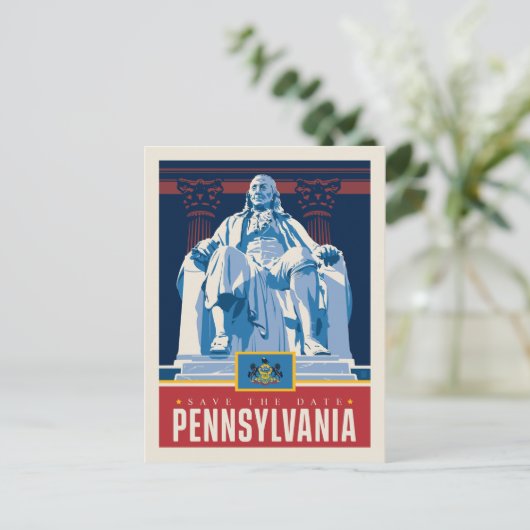 Save the date | Pennsylvania Uitnodiging Briefkaart (Staand voorkant)