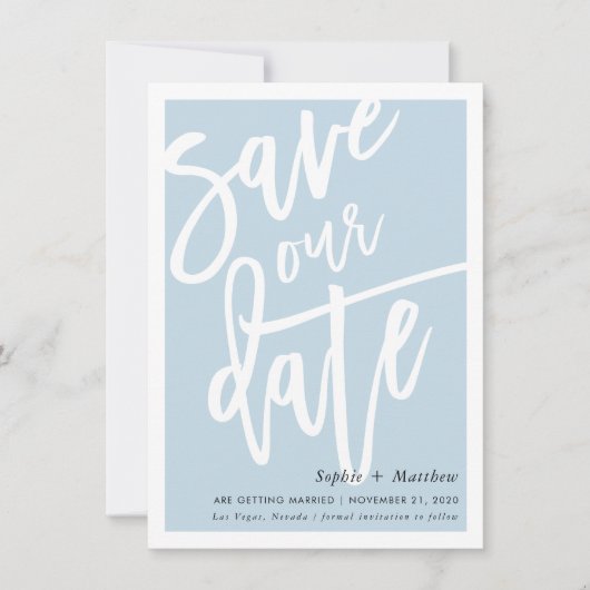 SAVE THE DATE penseel geletterd script eend ei bla Kaart (Voorkant)