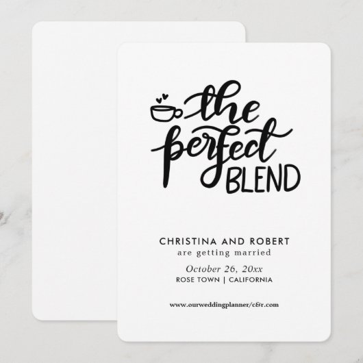 Save The Date | Perfect Blend handgeschreven Kaart (Voorkant / Achterkant)