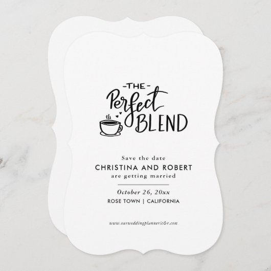 Save the date | Perfect Blend Script Coffee Lover Kaart (Voorkant / Achterkant)