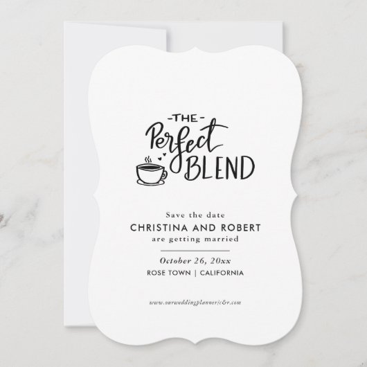 Save the date | Perfect Blend Script Coffee Lover Kaart (Voorkant)