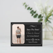 Save The Date, Photo - Black & White with Infinity Aankondigingskaart (Staand voorkant)