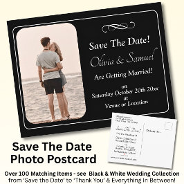 Save The Date, Photo - Black & White with Infinity Aankondigingskaart