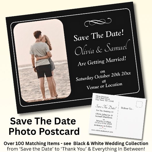 Save The Date, Photo - Black & White with Infinity Aankondigingskaart