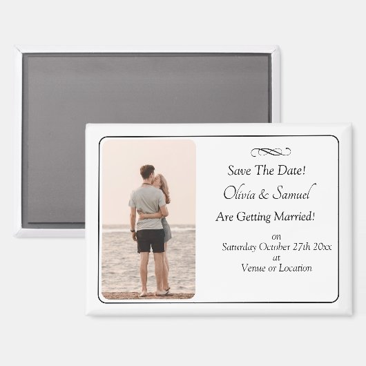 Save The Date, Photo - Black & White with Infinity Magneet (Voorkant / Achterkant)