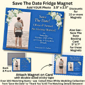 Save The Date, Photo - Blue White Fridge Magneet