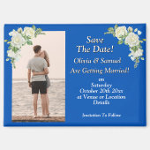 Save The Date, Photo - Blue White Fridge Magneet (Voorkant)