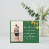 Save The Date, Photo -Emerald Green & Gold Aankondigingskaart (Staand voorkant)