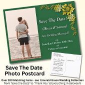 Save The Date, Photo -Emerald Green & Gold Aankondigingskaart