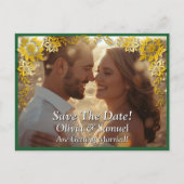 Save The Date, Photo -Emerald Green & Gold Aankondigingskaart (Voorkant)