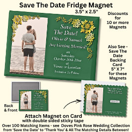 Save The Date, Photo -Emerald Green & Gold Fridge  Magneet