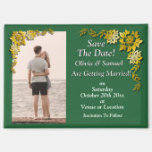 Save The Date, Photo -Emerald Green & Gold Fridge Magneet (Voorkant)