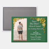 Save The Date, Photo -Emerald Green & Gold Fridge Magneet (Voorkant / Achterkant)