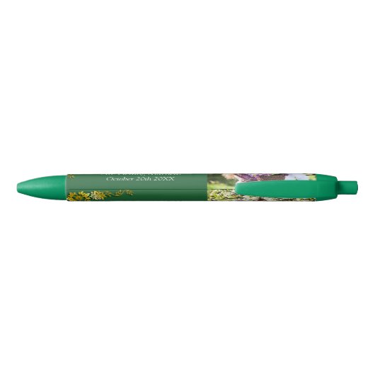 Save The Date - Photo + Emerald Green & Gold Zwarte Inkt Pen (Achterkant)