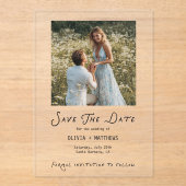 Save the Date Photo Minimalist Whimsical Acryl Uitnodigingen (Voorkant)