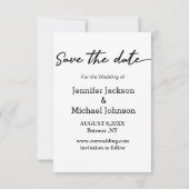 save the date,photo of couple kiss in snow kaart (Achterkant)