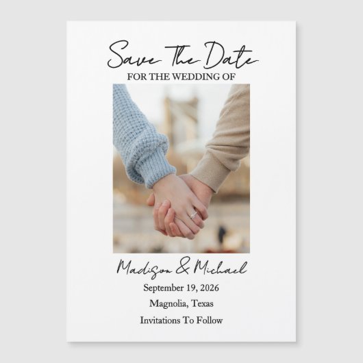 Save The Date Photo Thin Magnetic Card Magnetische Uitnodiging (Voorkant)